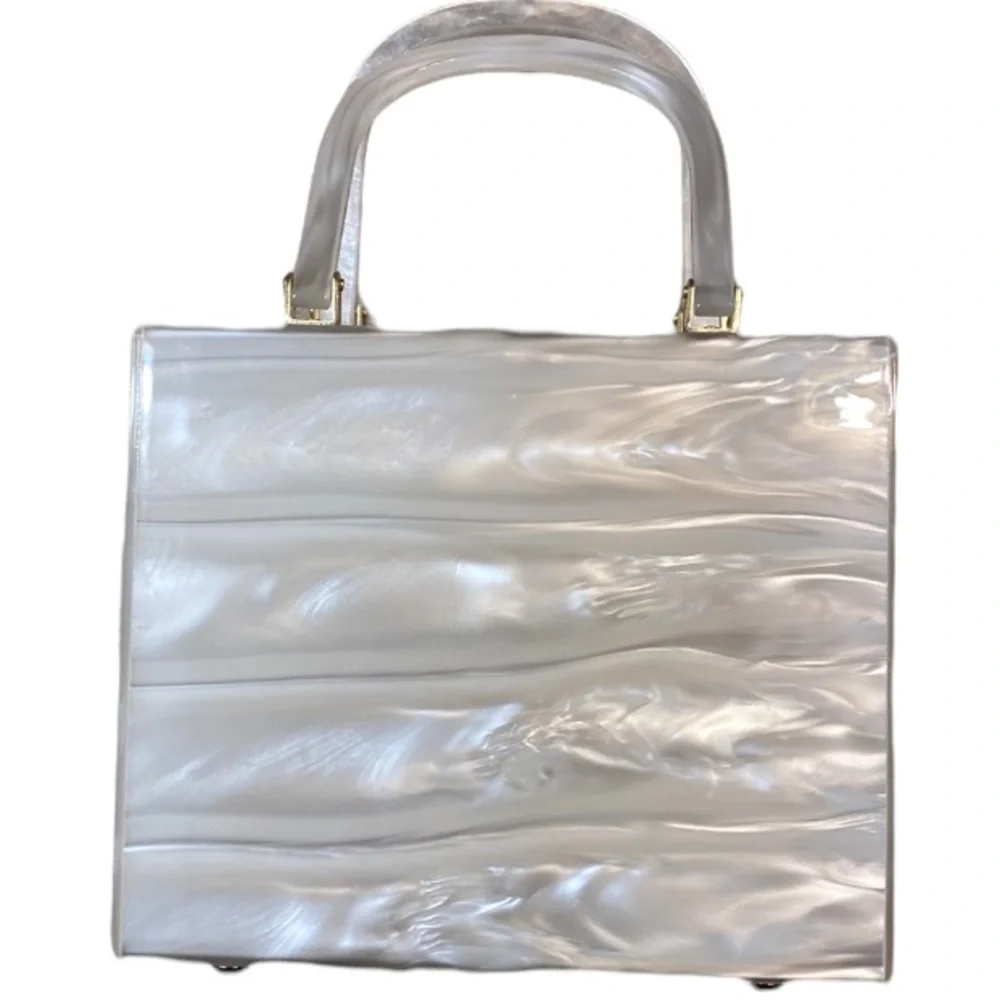 1950s Stylecraft Miami Lucite Top Handle Box Bag - Picture 2 of 7